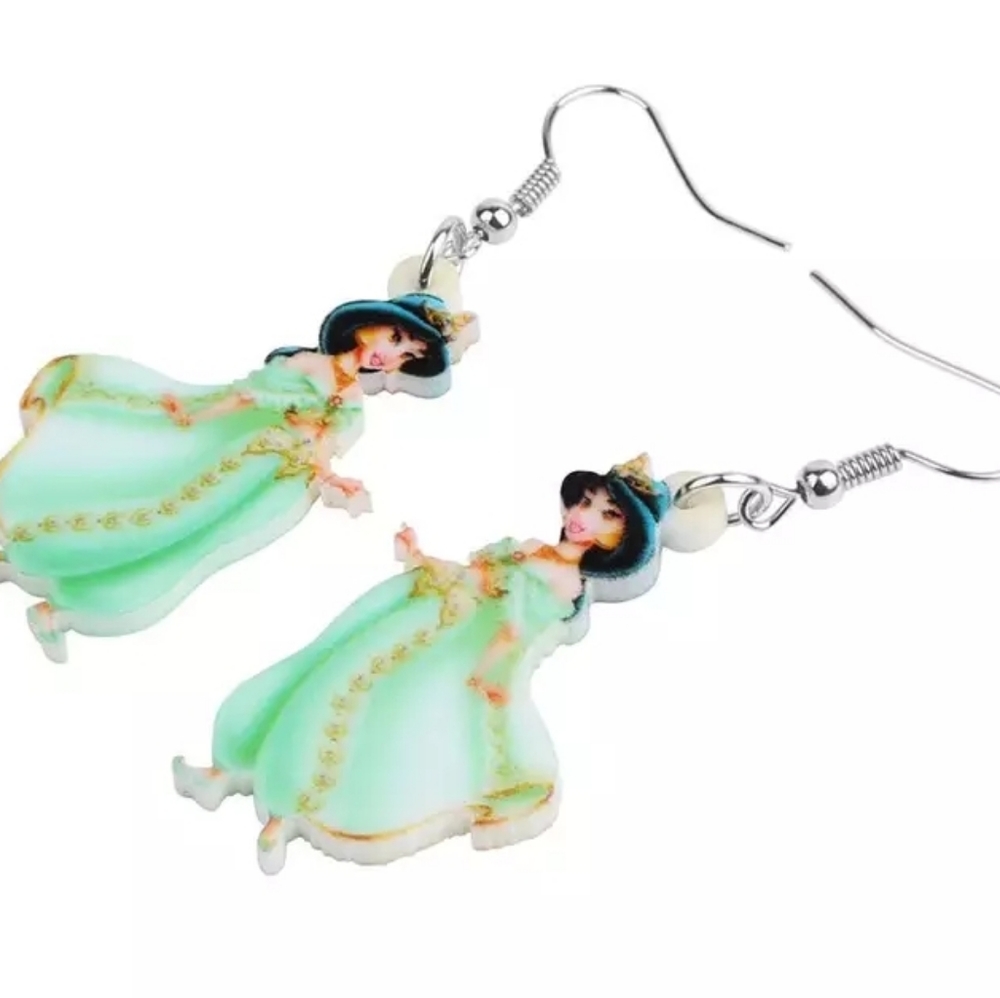 ACRYLIC EARRINGS : PRINCESS JASMINE - Picture 1 of 5